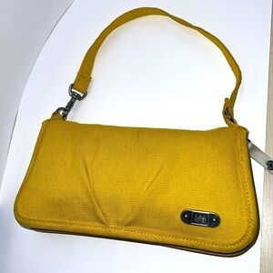 REI Convertible Wristlet Pochette Bag Wallet Mustard Yellow